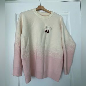 Cute sweater pink and white with brooch